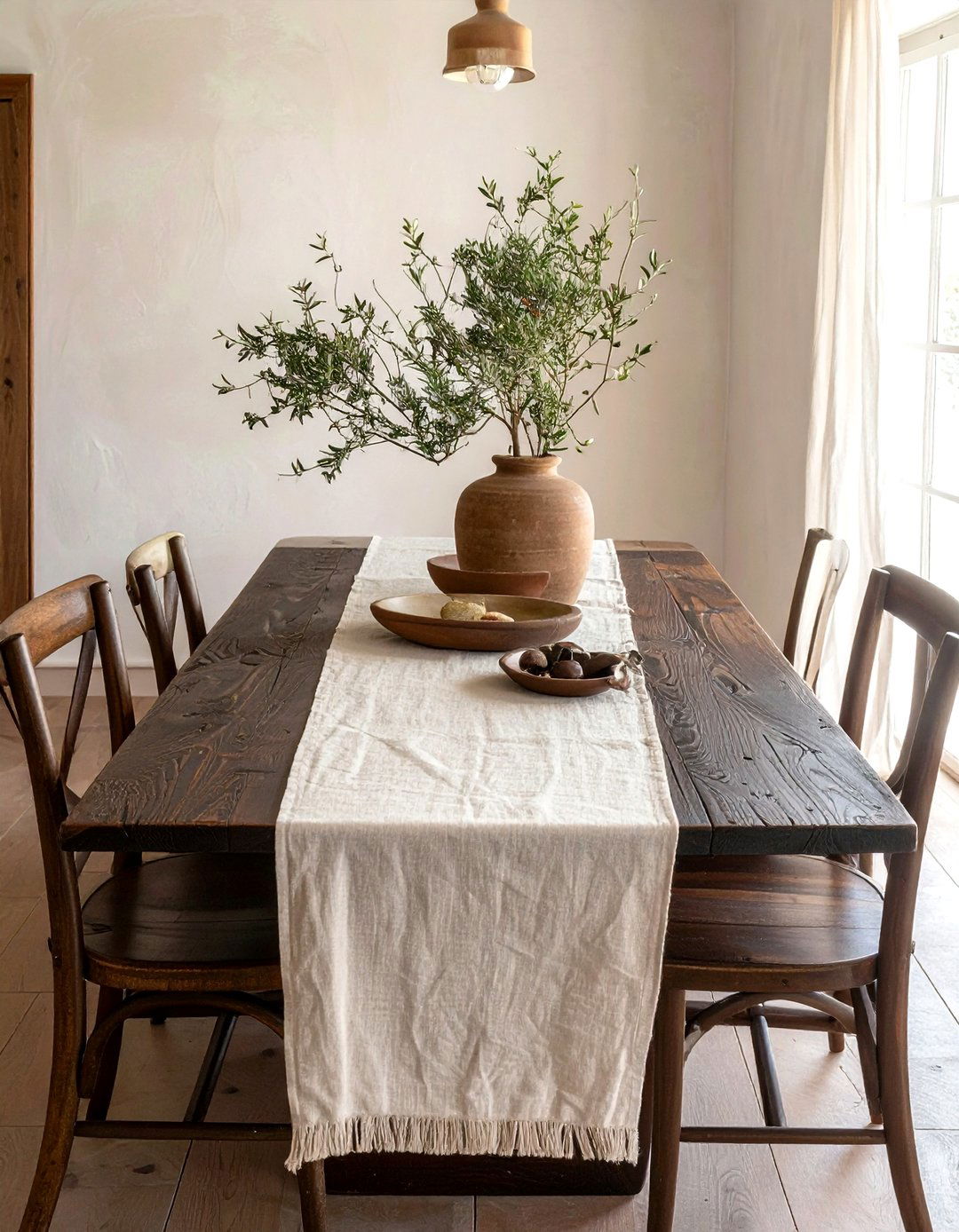 Linen Table Runner - 30 Tuscan dining room ideas