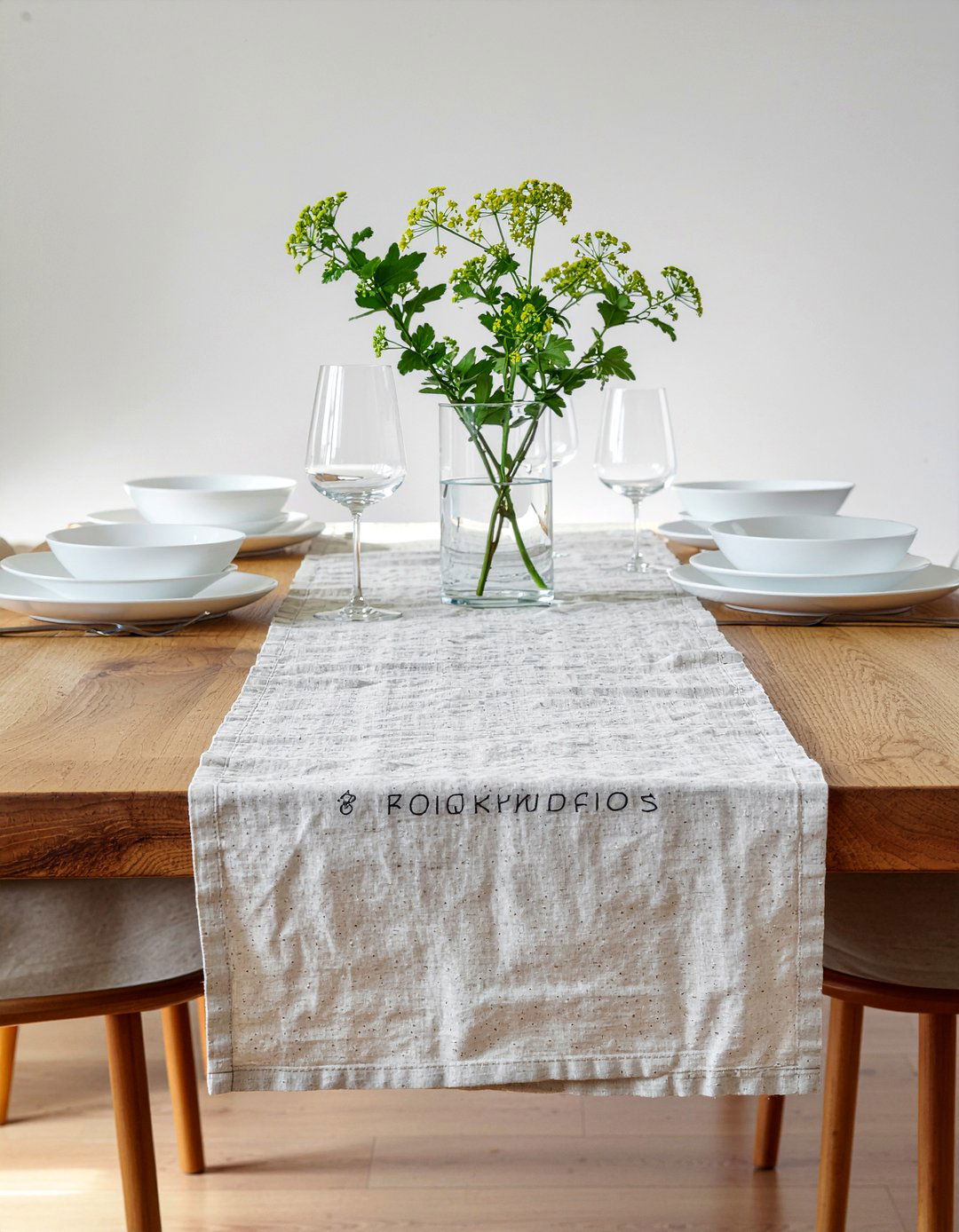 Linen Table Runner - 30 earthy dining room ideas