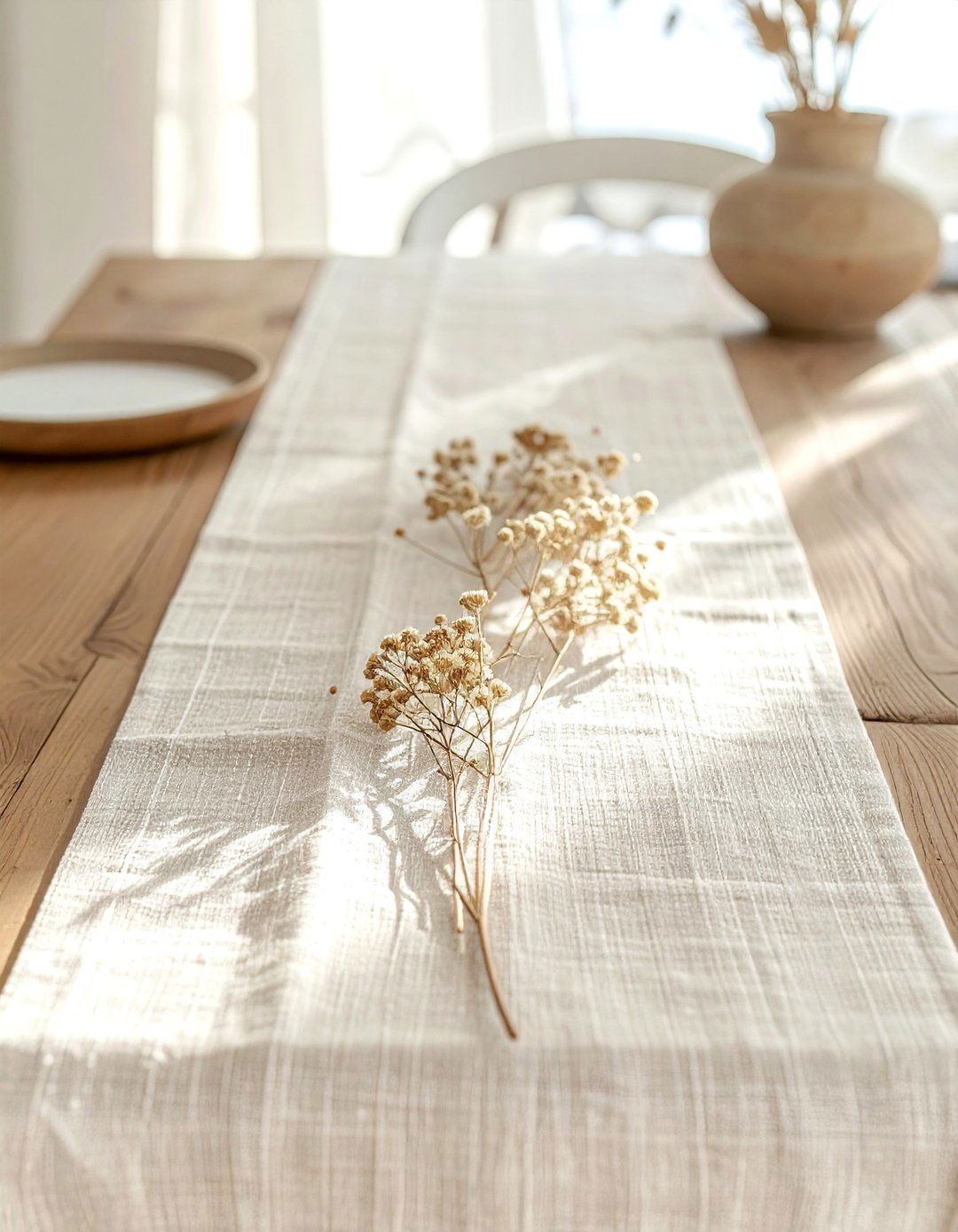 Linen Table Runner - 30 linen decor ideas