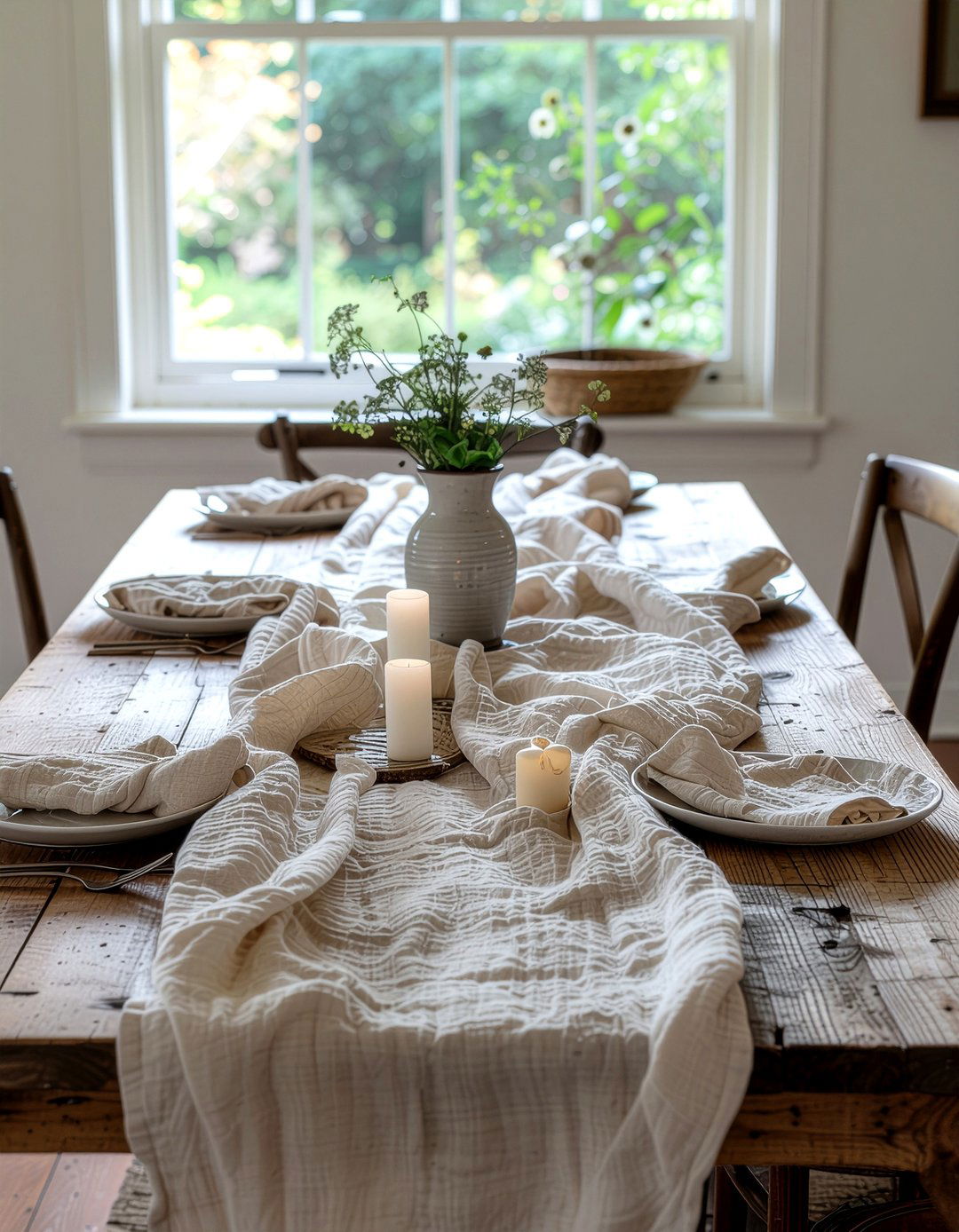 Linen Tablecloth Dining Decor - 30 English cottage dining room ideas