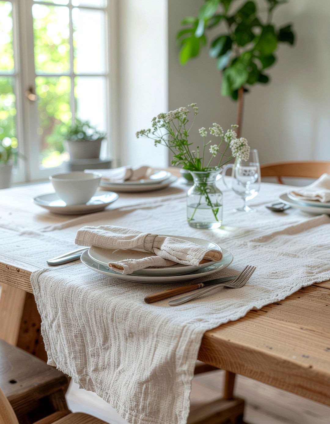 Linen Tablecloth Neutral Tone - 30 Danish dining room ideas