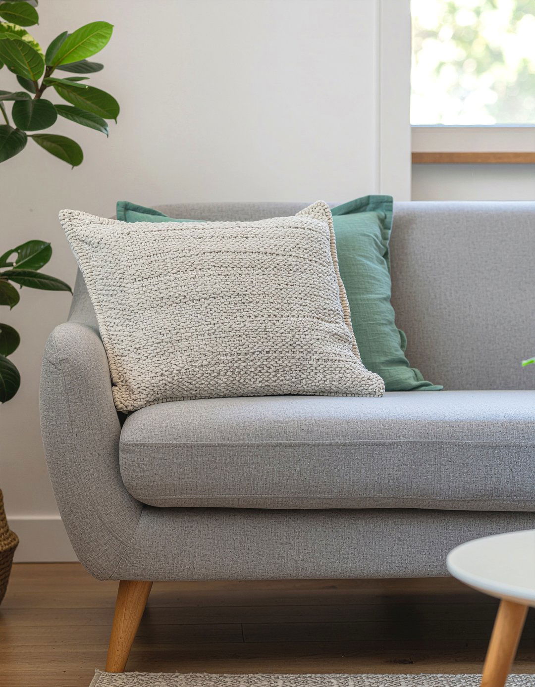 Linen Throw Pillow - 30 living room Scandinavian furniture ideas