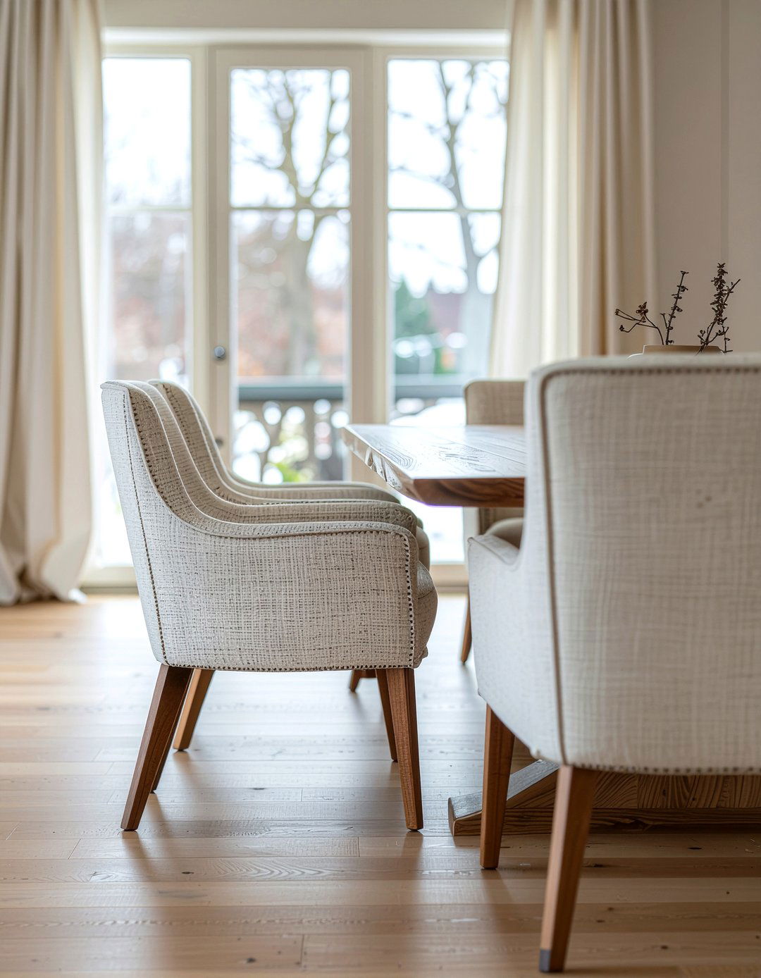 Linen Upholstered Chair - 30 farmland dining room ideas