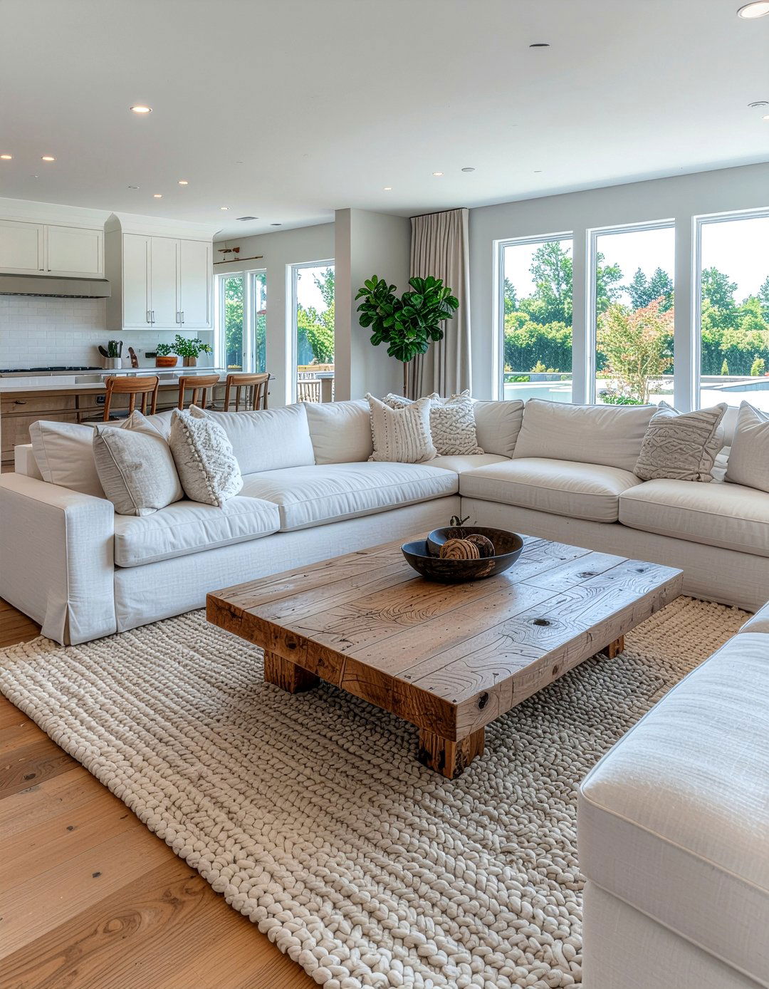 Linen Upholstered Sectional - 30 living room rustic furniture ideas