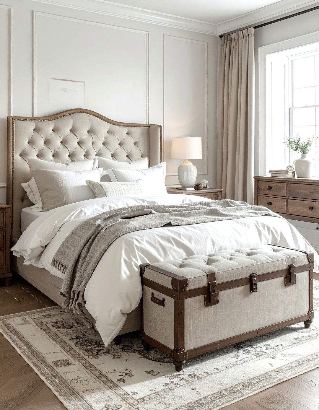 Linen Upholstered Trunk - 30 linen accent ideas