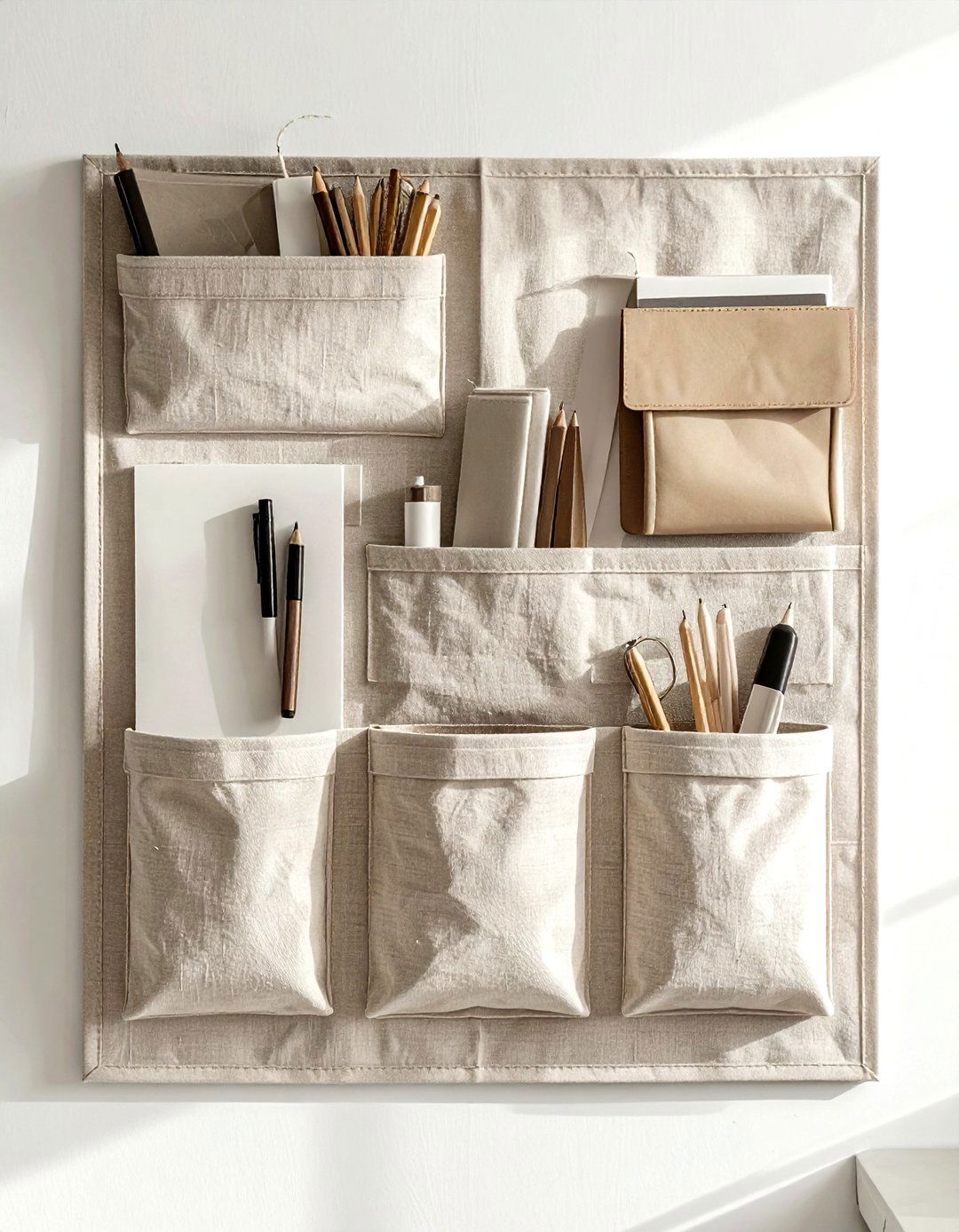 Linen Wall Organizer - 30 linen decor ideas