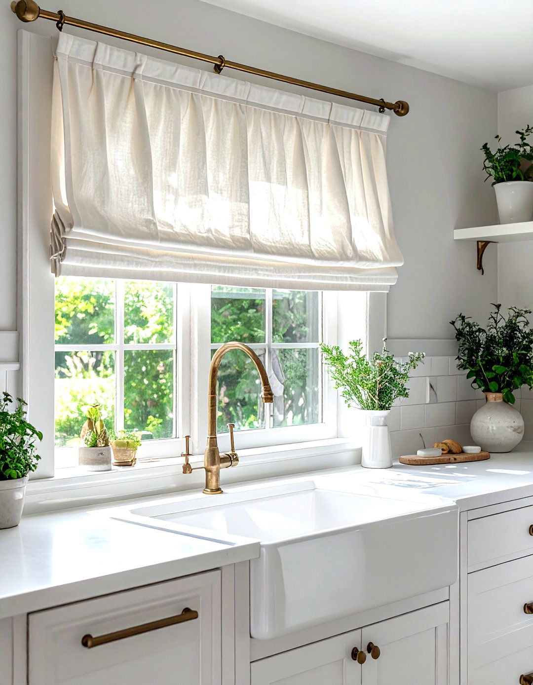 Linen Window Cafe Curtains - 30 French country kitchen ideas