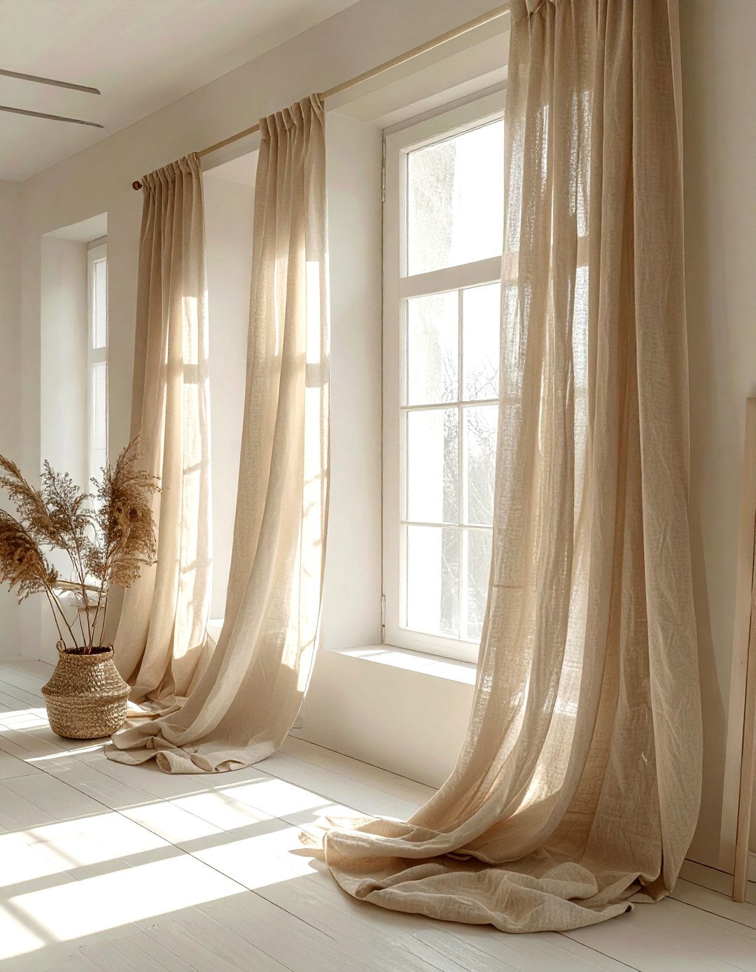 Linen Window Curtains - 30 soft texture living room ideas