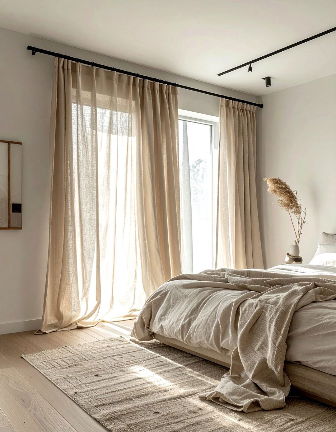 Linen Window Curtains - 30 beige bedroom accessories ideas