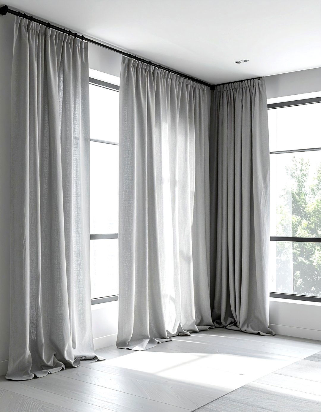 Linen and metal curtain - 30 mixed material bedroom ideas