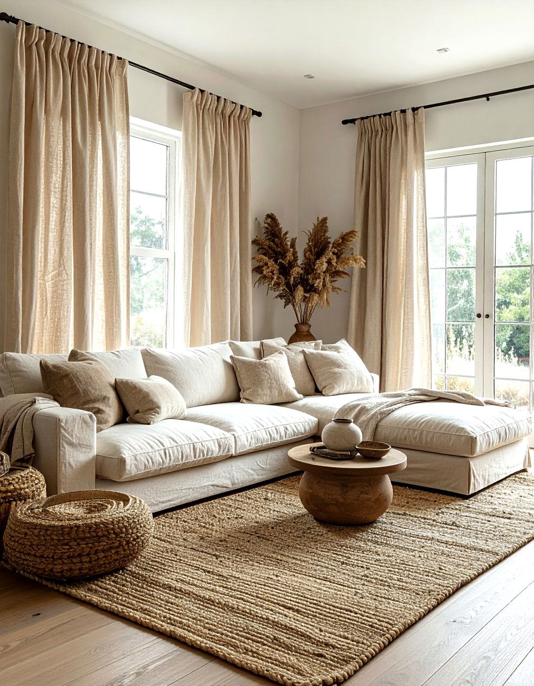Linen blend curtains - 30 living room curtain ideas