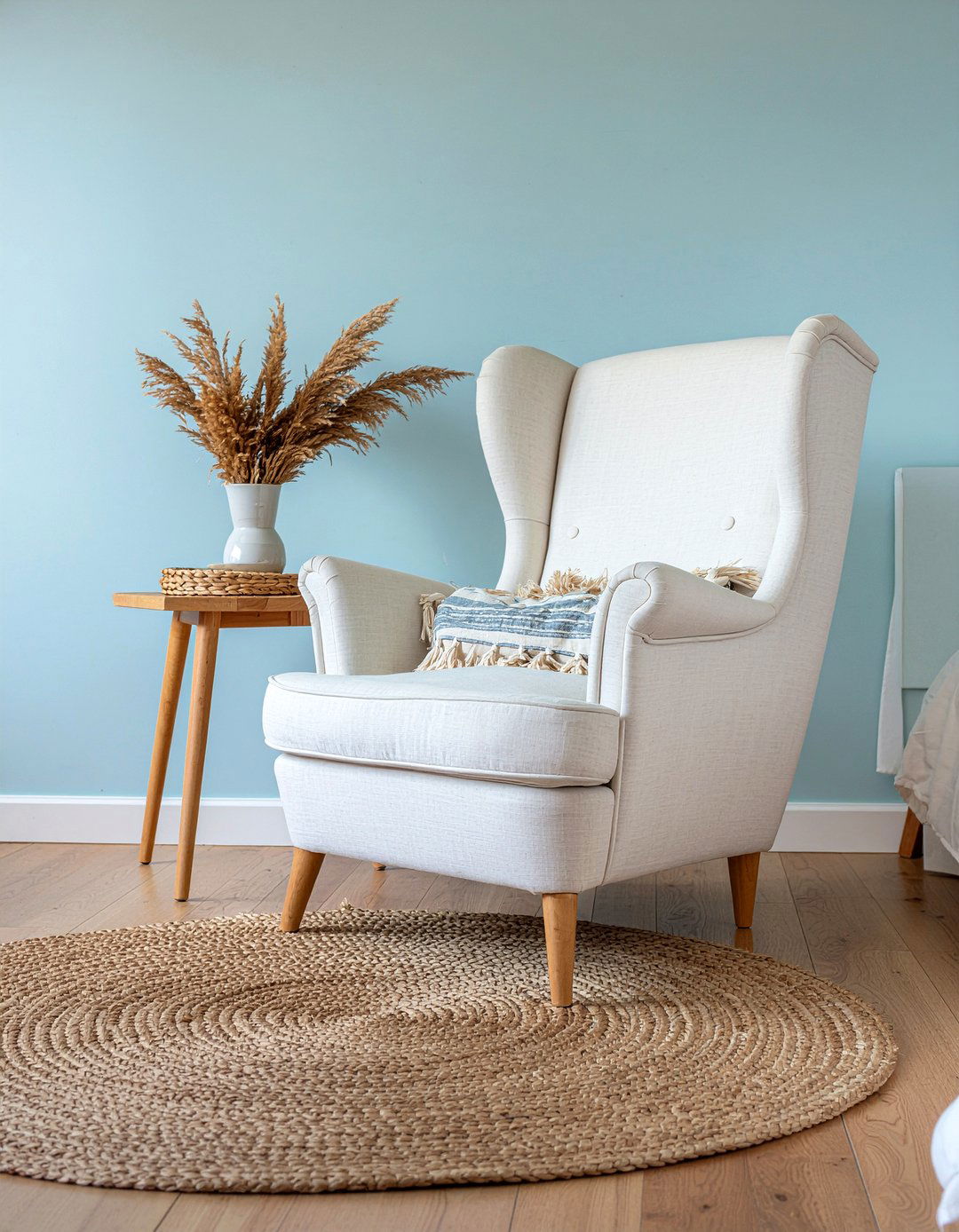 Linen club chair - 30 bedroom reading chairs