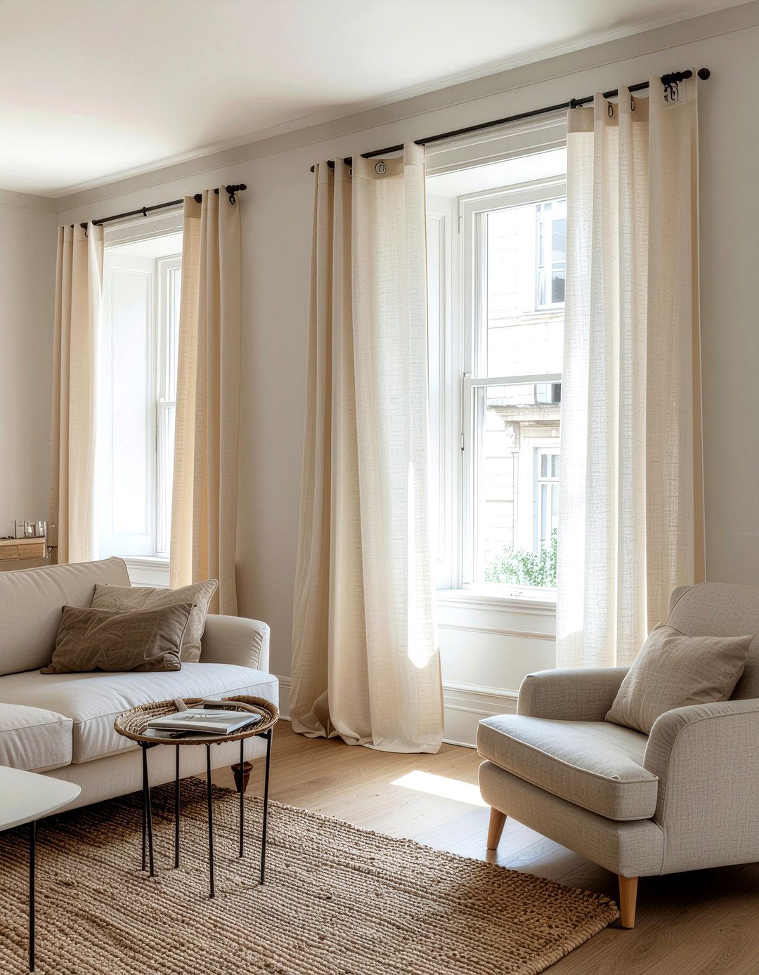 Linen curtains - 30 wellness living room ideas