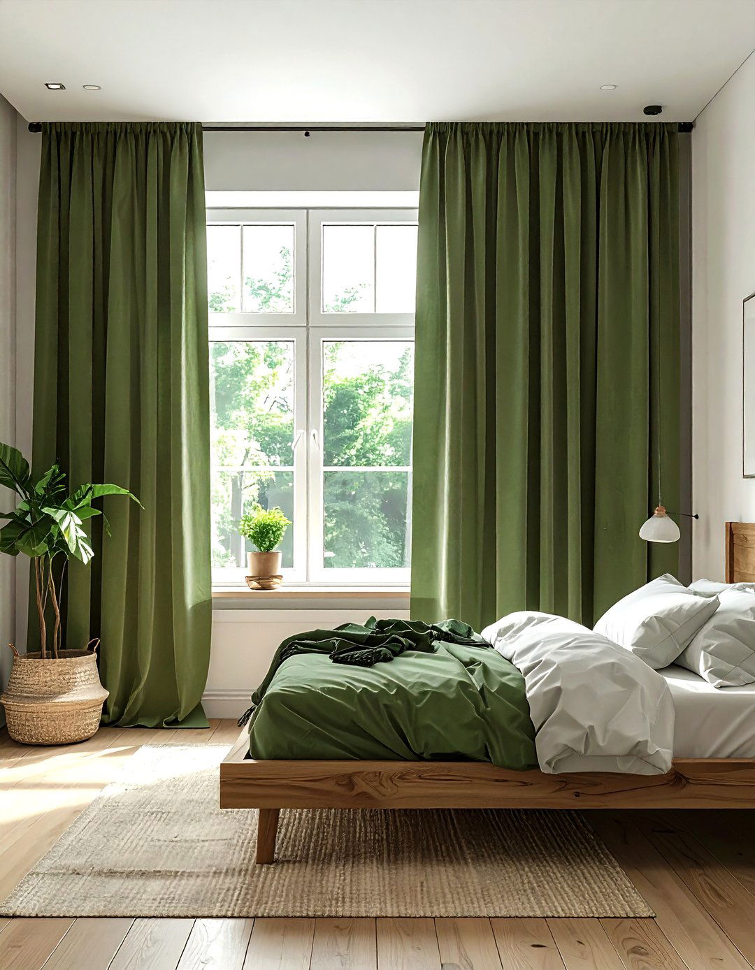 Linen curtains green - 30 jungle decor ideas