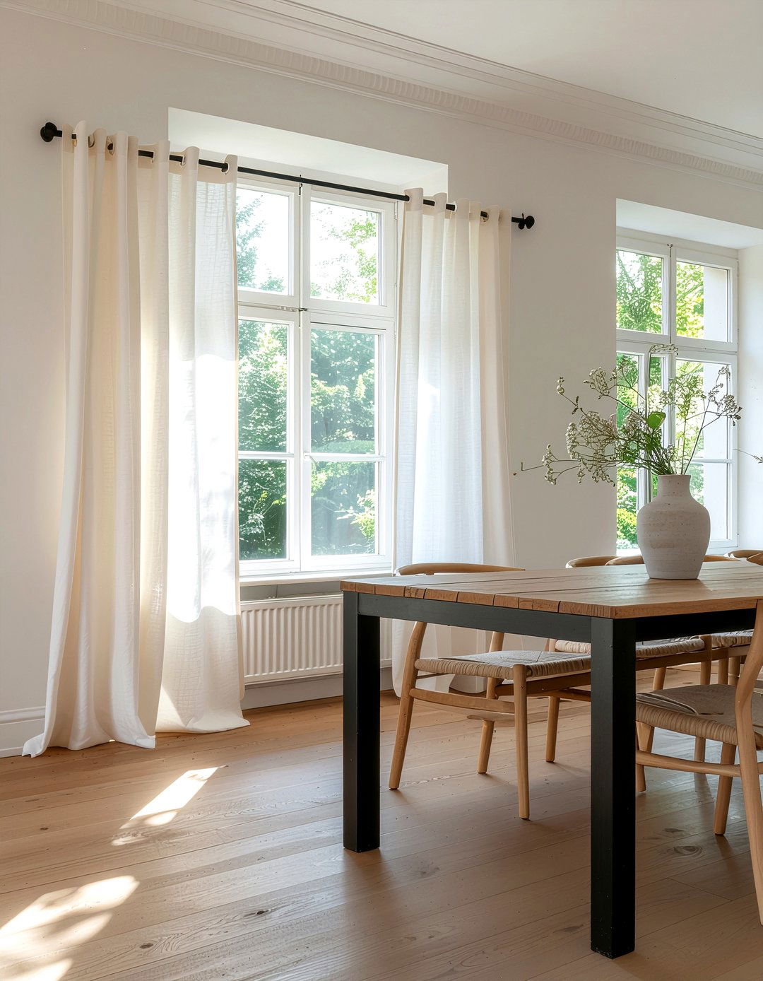 Linen dining curtains - 30 restored dining room ideas