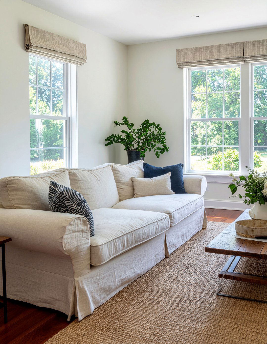 Linen slipcover sofa - 30 French country living room ideas