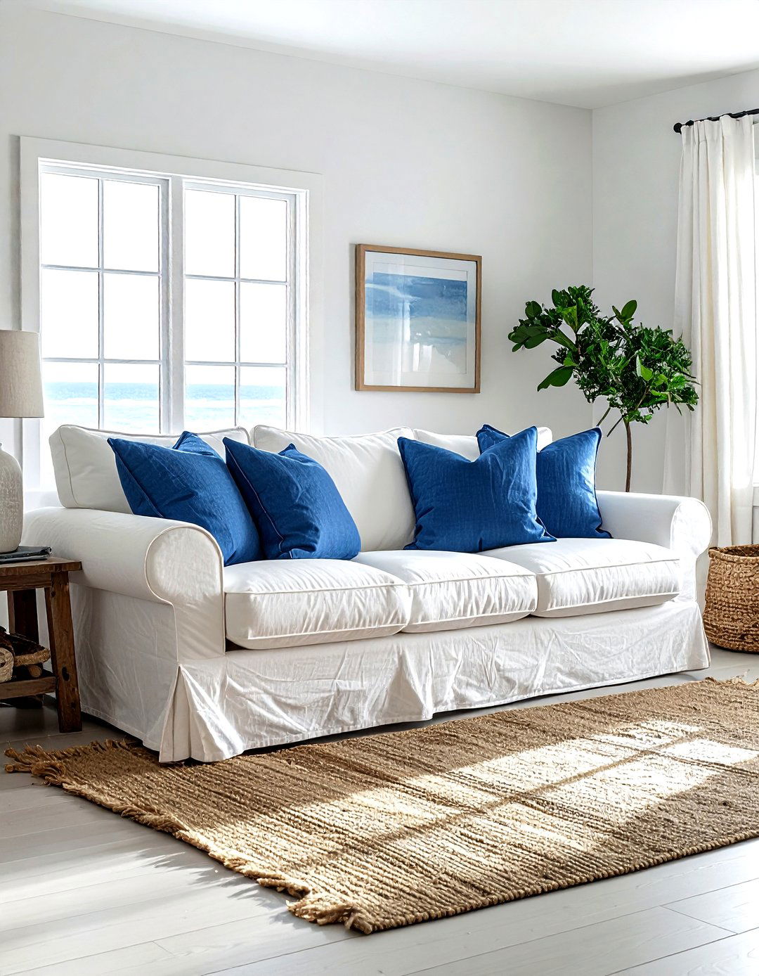 Linen slipcover sofa - 30 coastal decor ideas