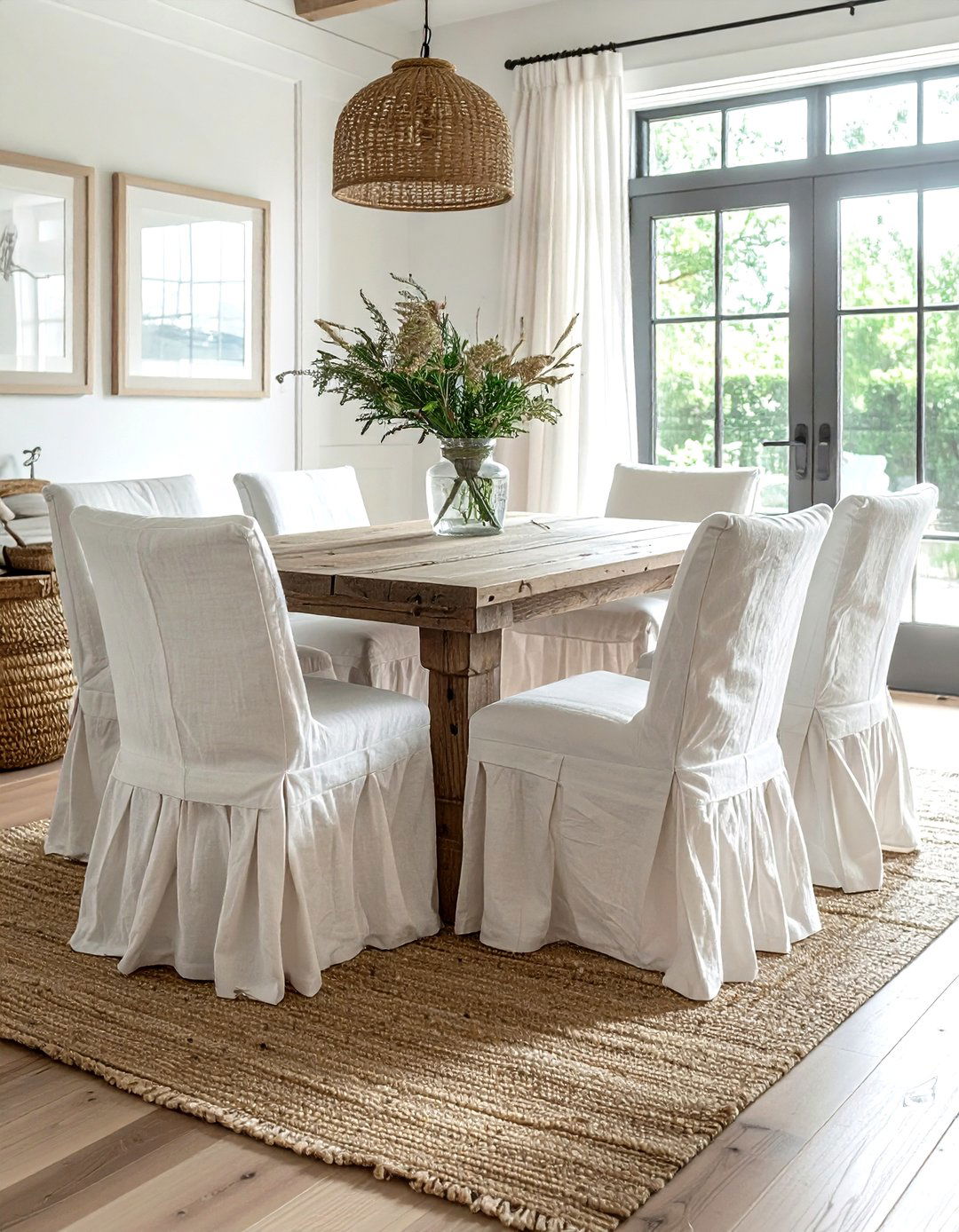 Linen slipcovered chairs - 30 nautical dining room ideas