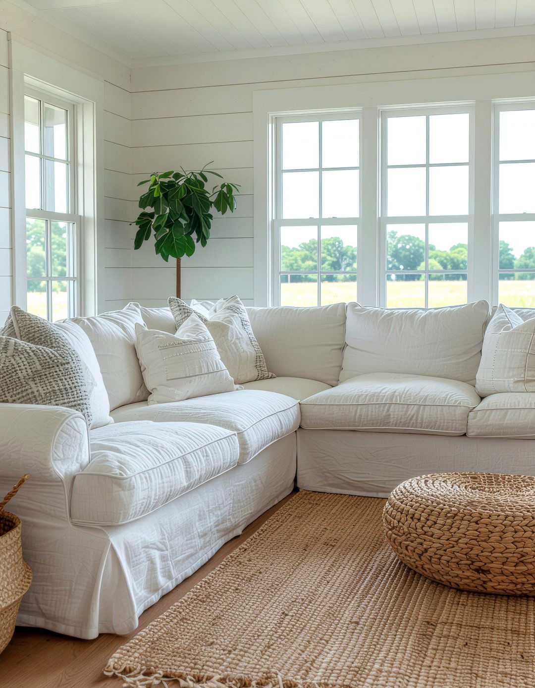 Linen u shaped sectional sofa - 30 U-shaped sofa living room ideas