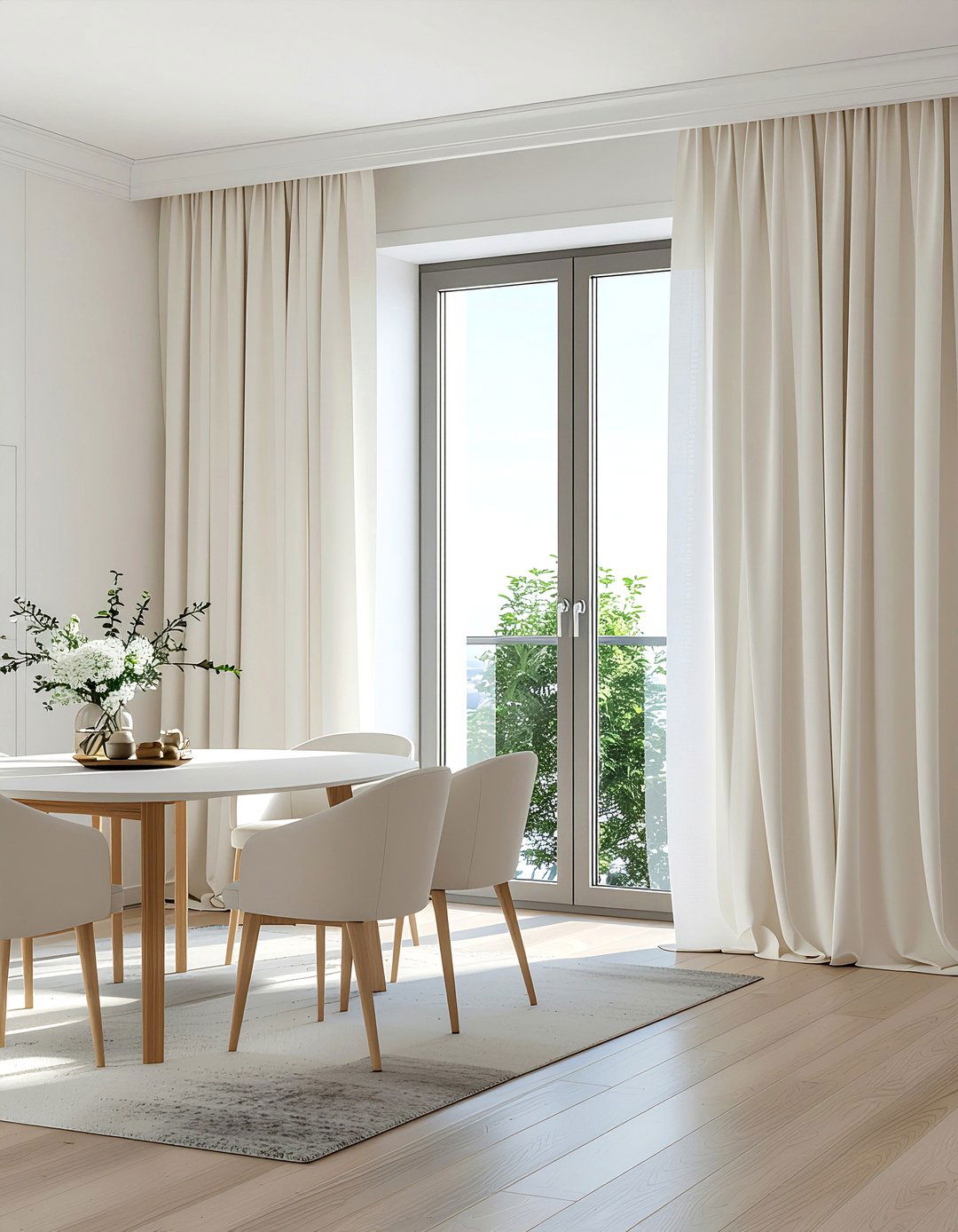 Linen window curtains - 30 dining room refresh ideas