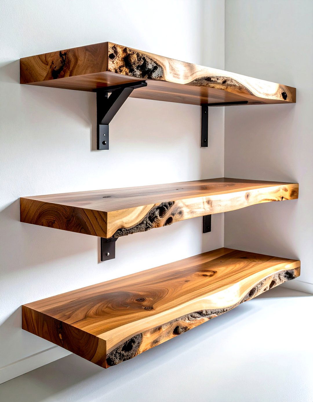 Live Edge Corner Shelving - 30 kitchen corner shelving ideas