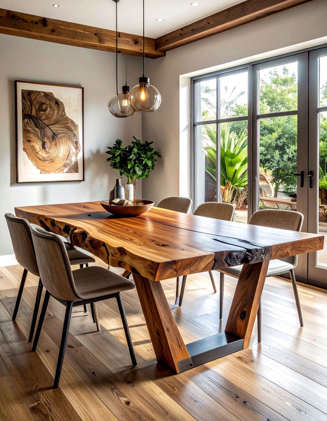 Live Edge Dining Table - 30 reclaimed wood dining room ideas