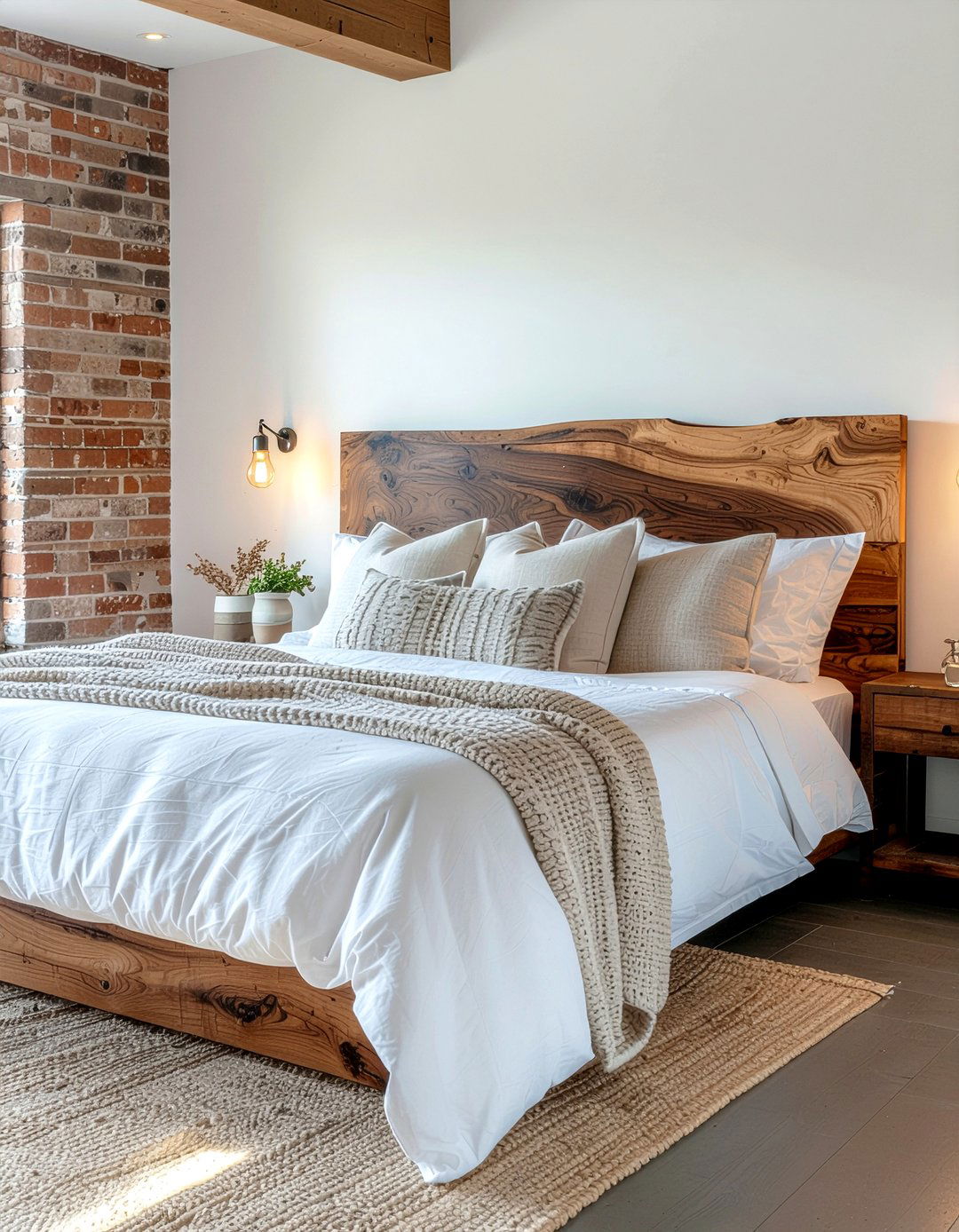 Live Edge Walnut Headboard - 30 bedroom walnut furniture ideas