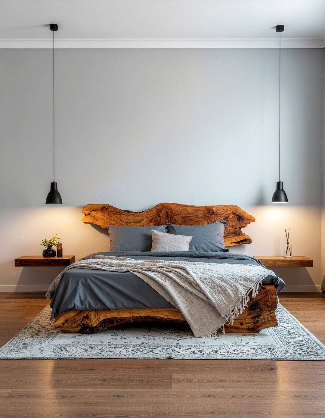 Live Edge Wood Bed - 30 bedroom reclaimed wood furniture ideas