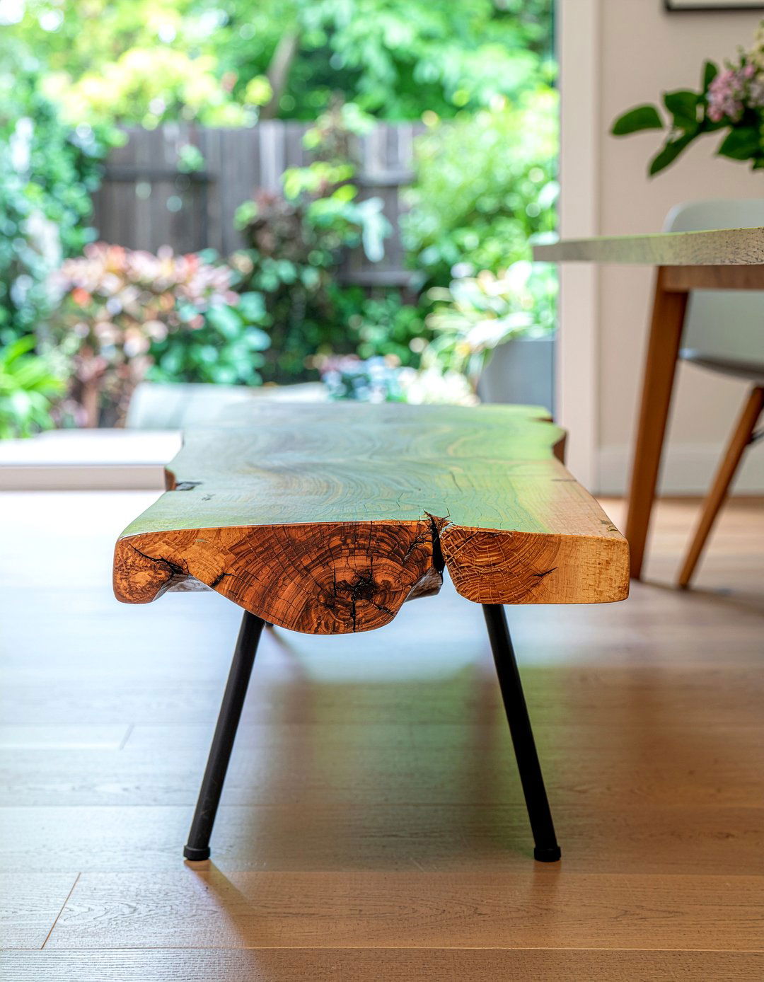 Live Edge Wood Bench - 30 backless dining bench ideas