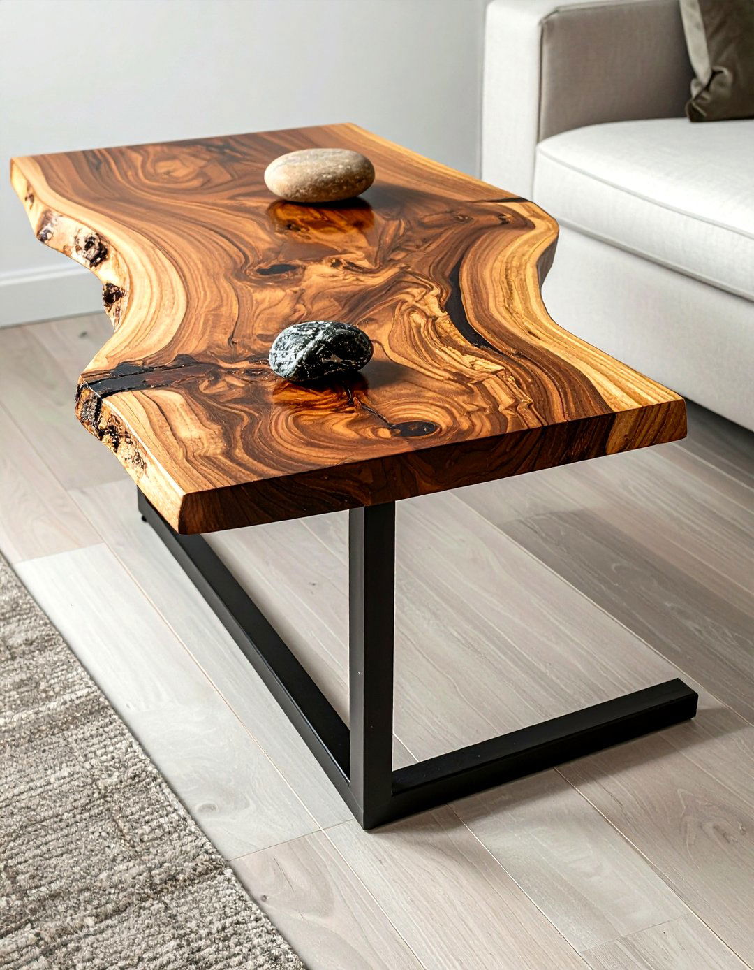 Live Edge Wood C Table - 30 living room C-table ideas