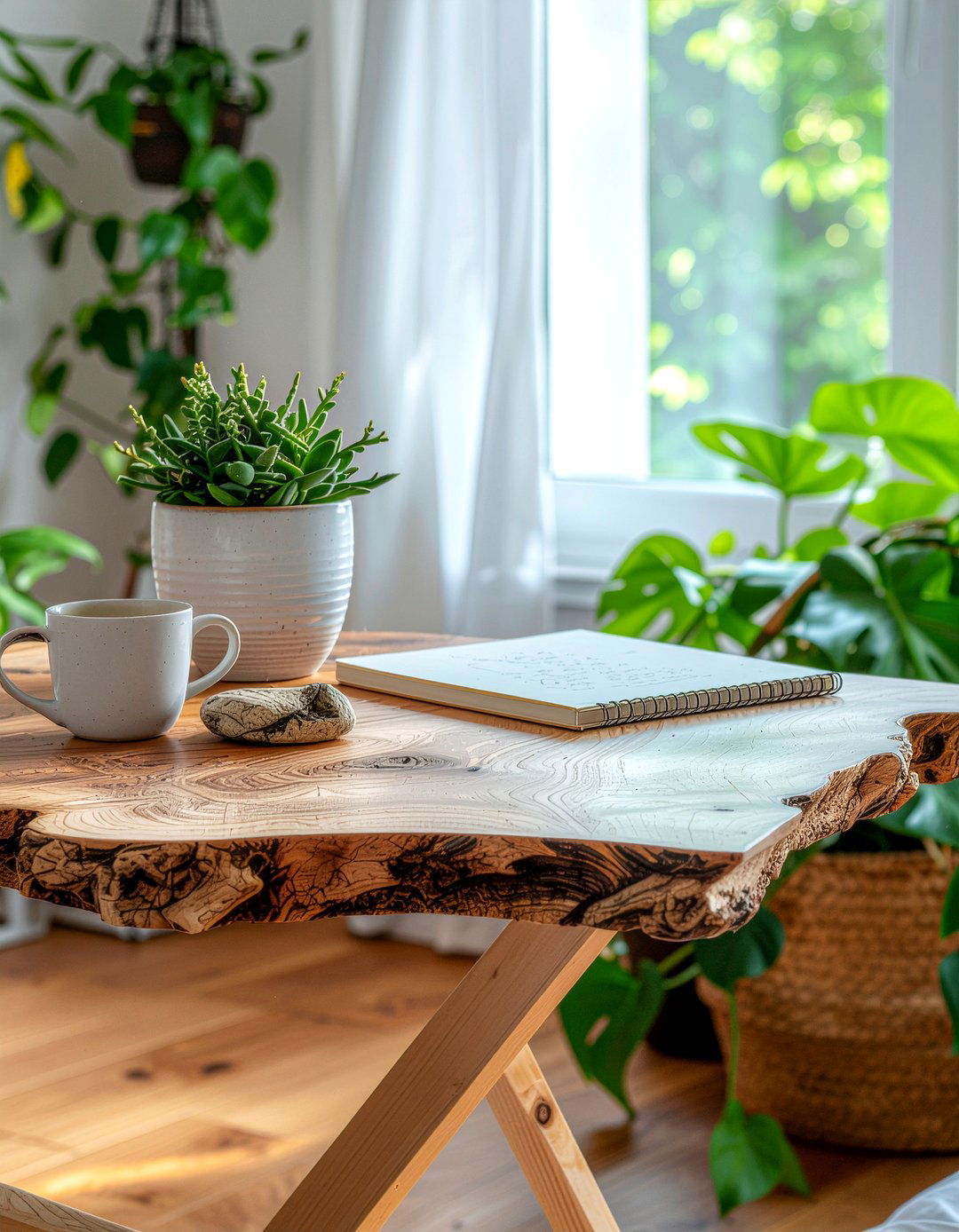 Live Edge Wood Floating Desk - 30 bedroom floating desks