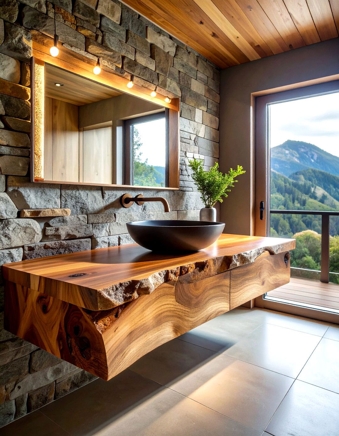 Live edge bathroom countertop - 30 butcher block bathroom countertop ideas