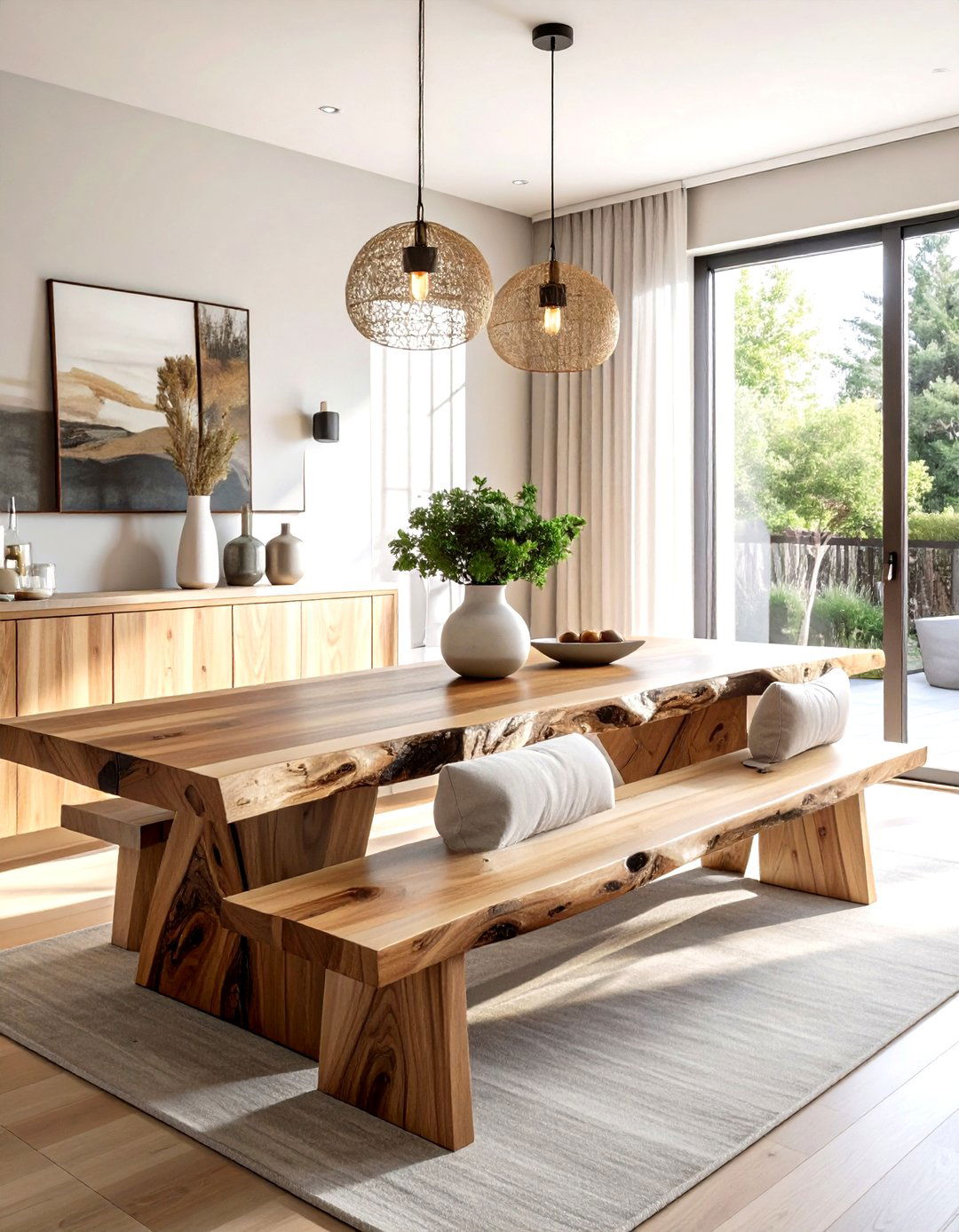 Live edge dining bench - 30 live edge dining room ideas