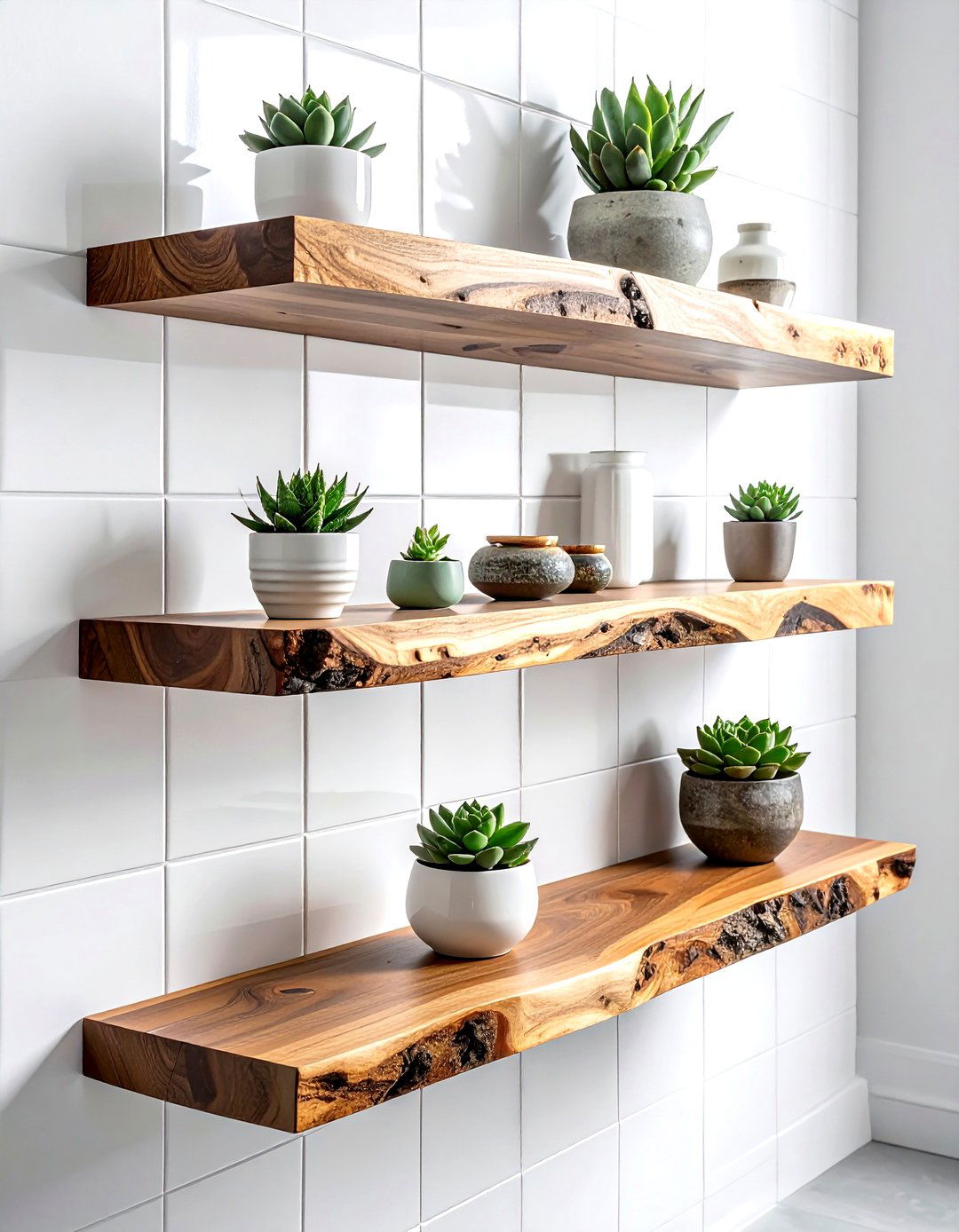 Live edge floating shelf - 30 easy decor ideas