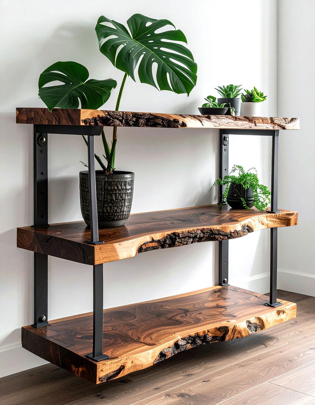 Live edge plant shelf - 30 plant shelf ideas
