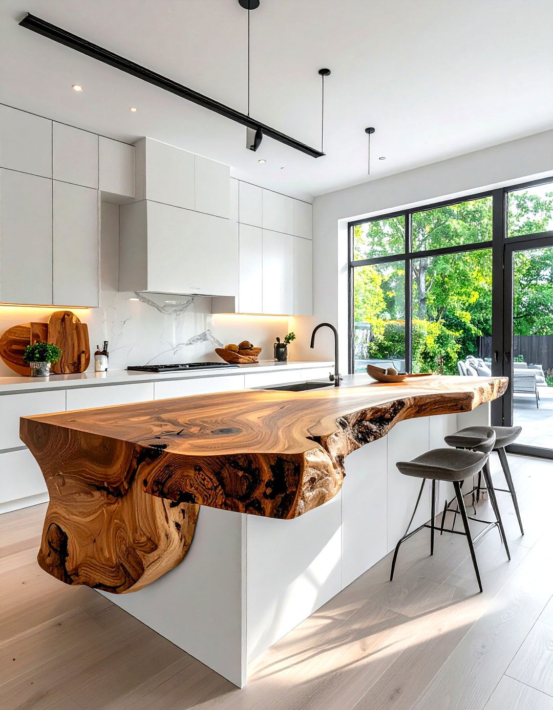 Live edge wood countertop - 30 kitchen countertop ideas