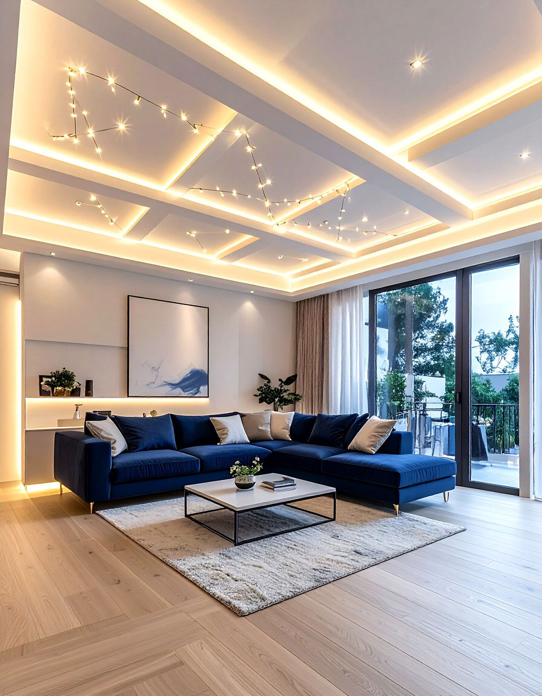 Living Room Ceiling Light - 30 string light ideas