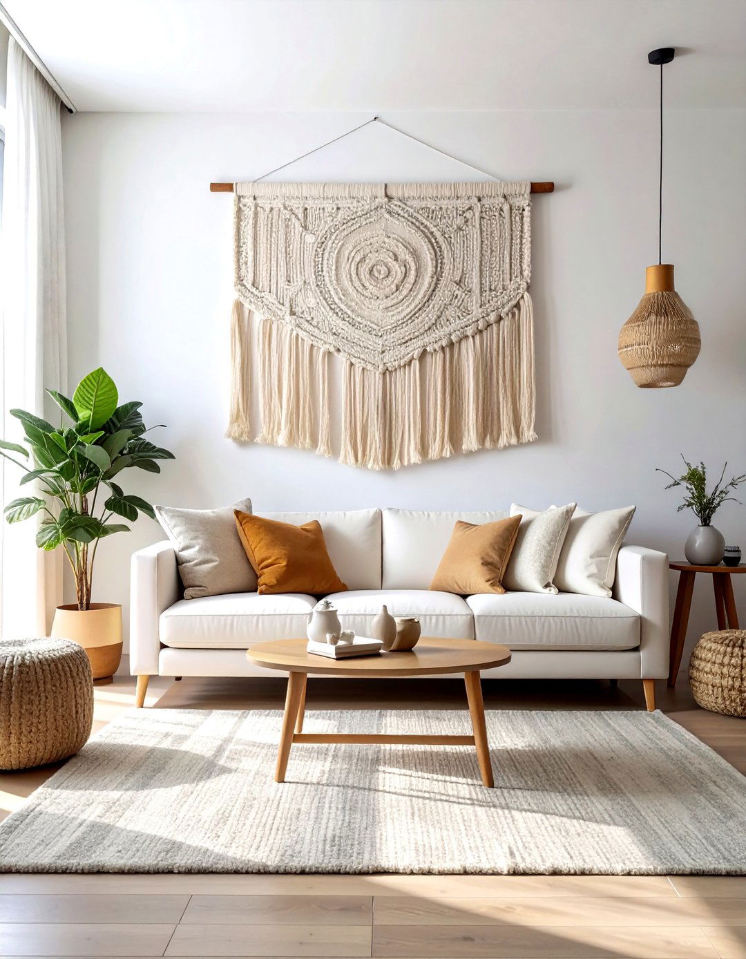 Living Room Focal Point Weaving - 30 woven wall hanging ideas