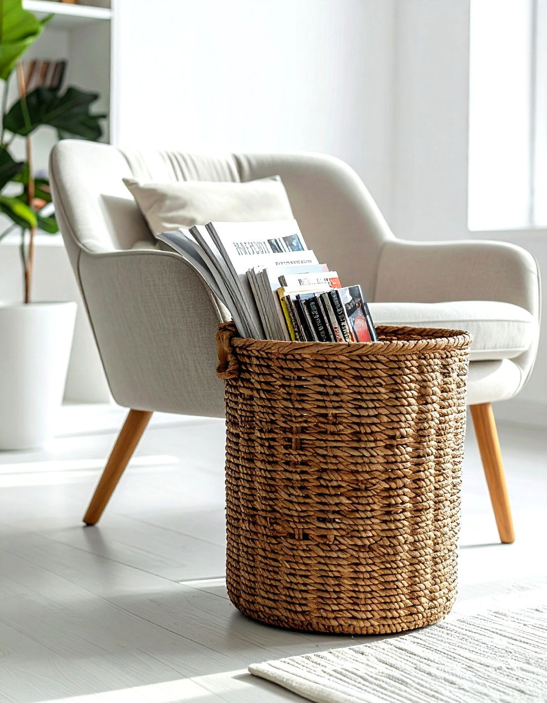 Living Room Magazine Holder - 30 decorative basket ideas