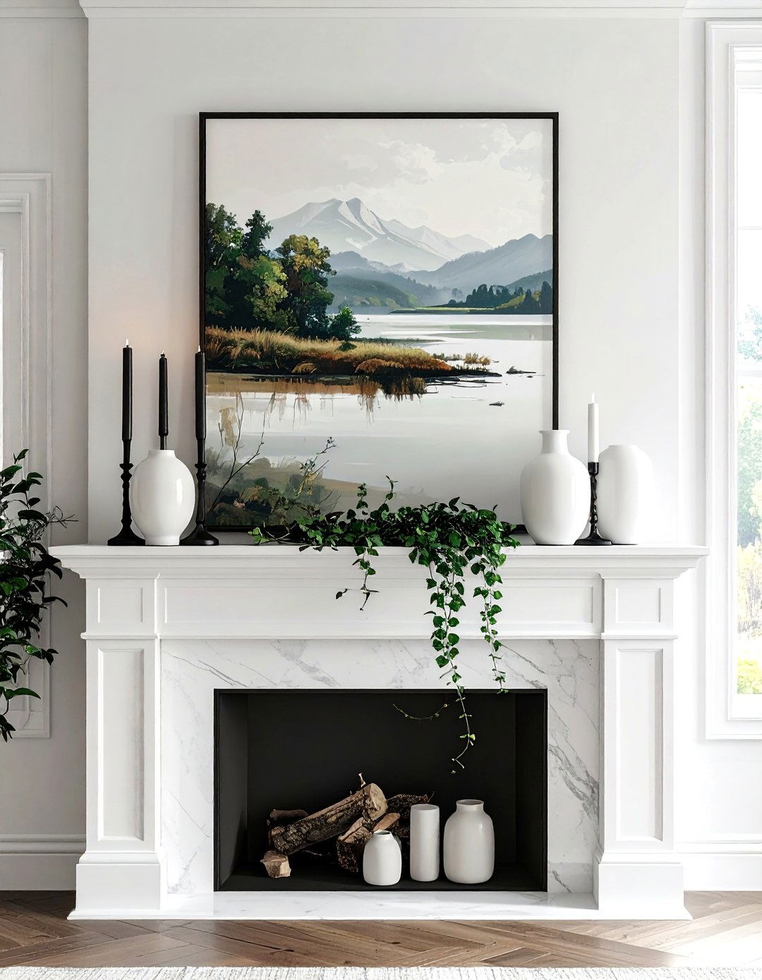 Living Room Mantel - 30 styling vignette ideas