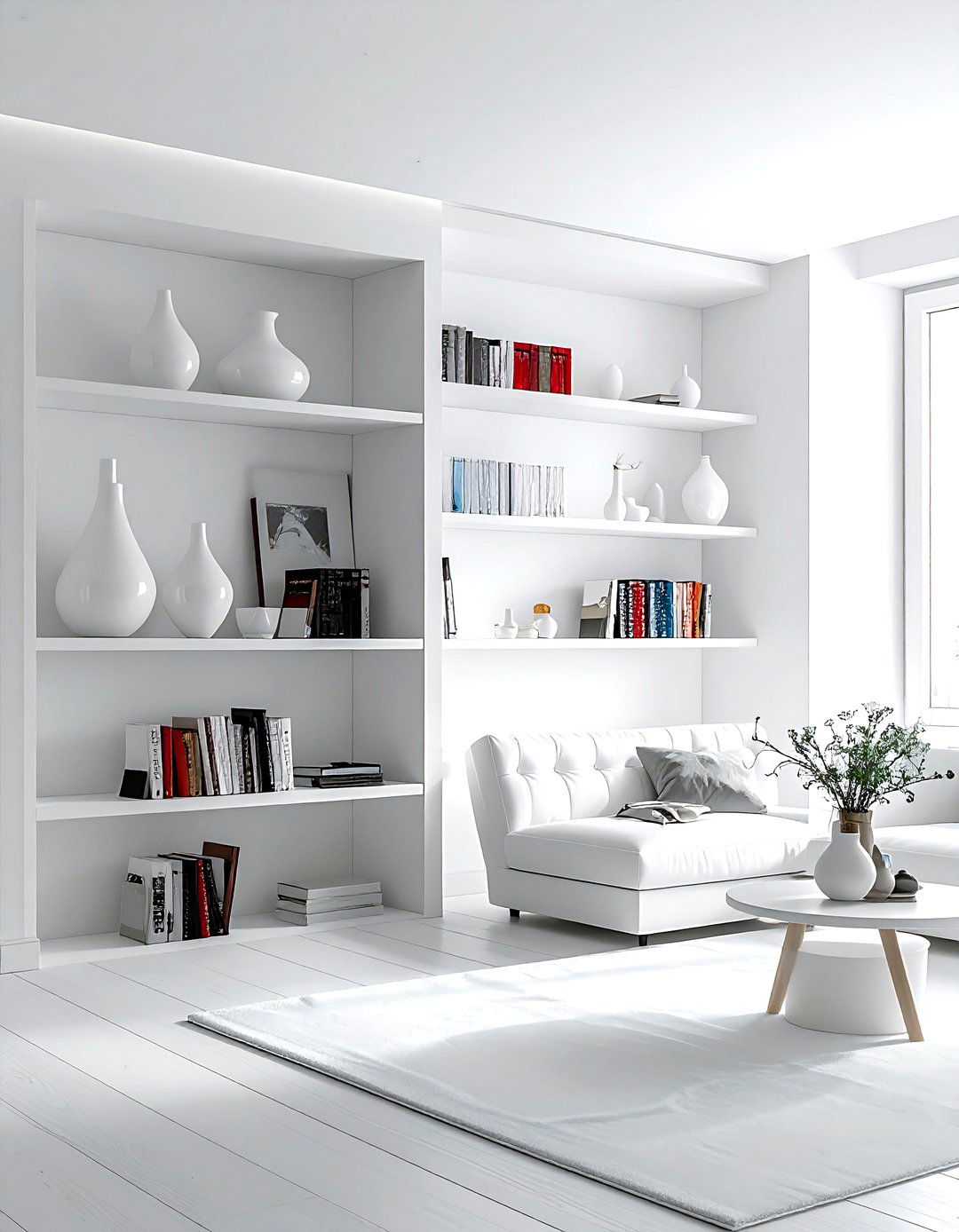 Living Room White Walls Built In Shelving - 30 living room white walls