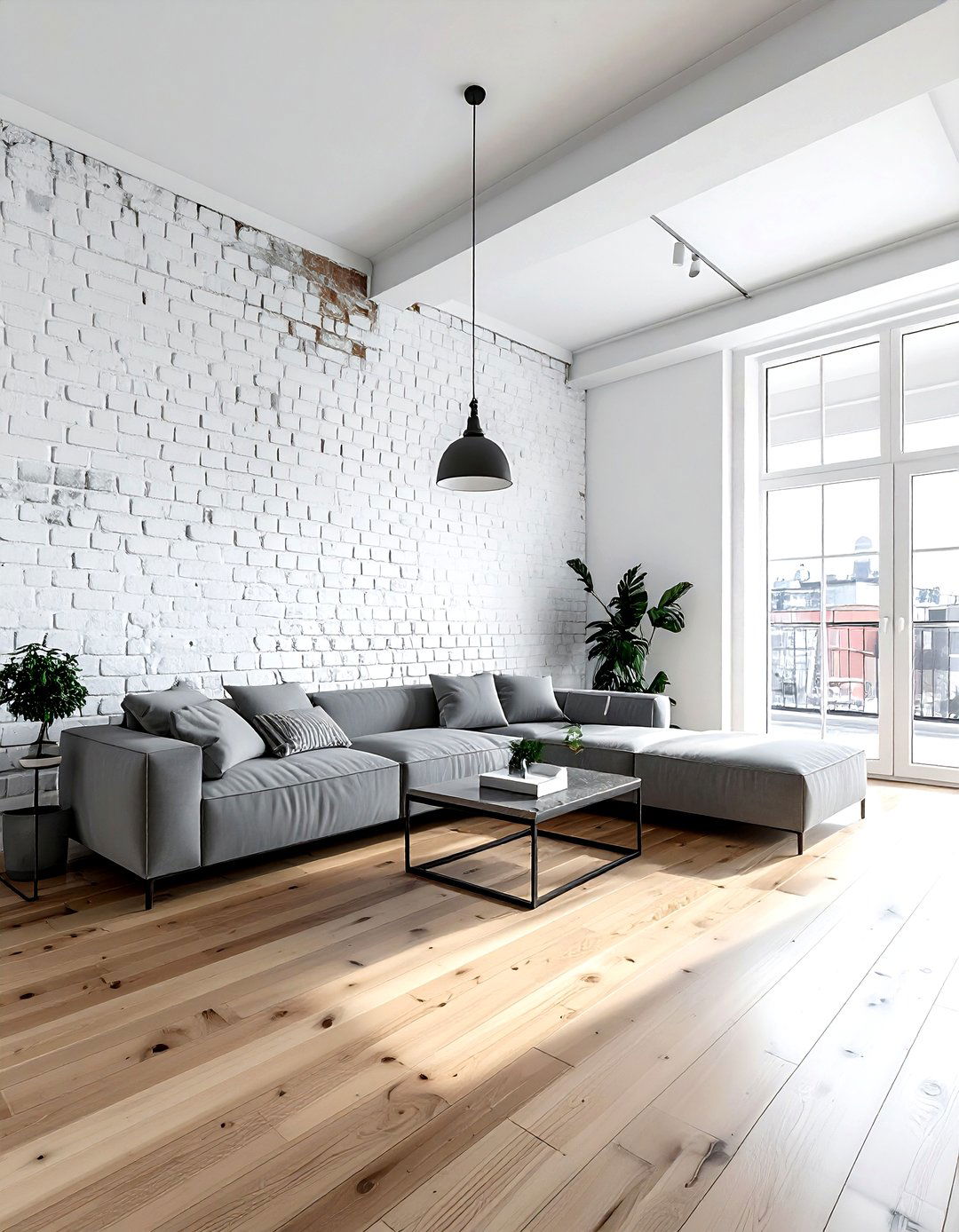 Living Room White Walls Exposed Brick - 30 living room white walls