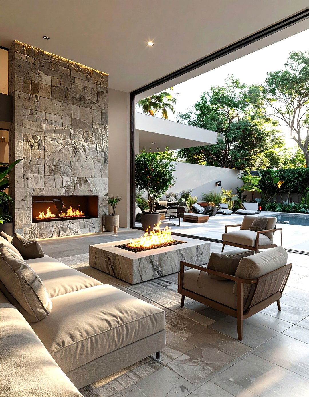 Living Room With Fire Pit Terrace - 30 living room with terrace ideas