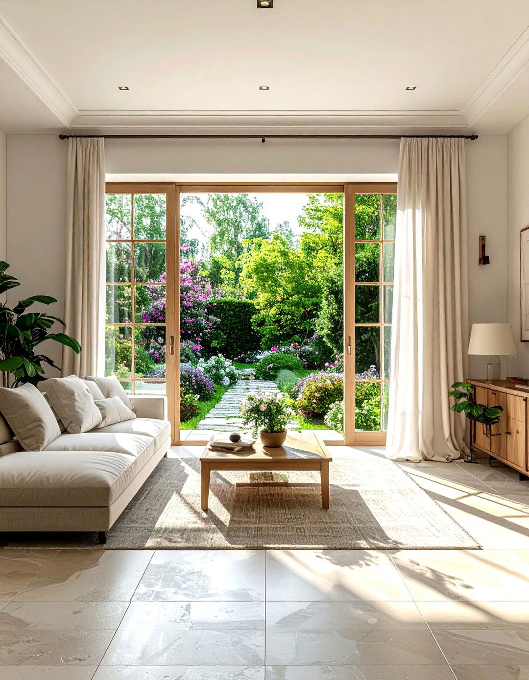 Living Room With Garden Access - 30 living room with terrace ideas