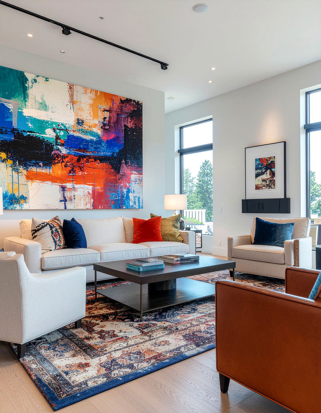 Living Room With Oversized Art - 30 luxe living room ideas