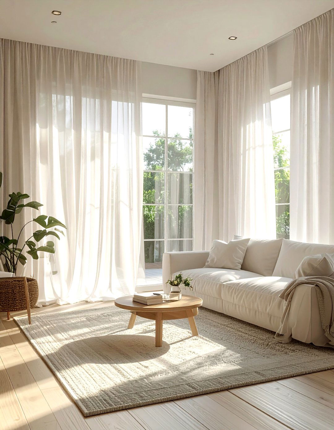 Living Room With Sheer Curtains - 30 bright living room ideas