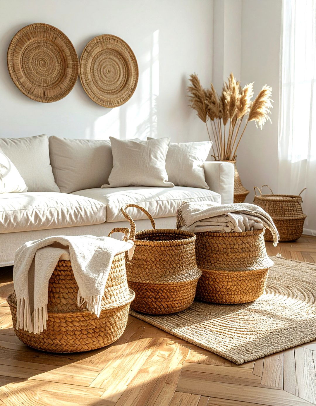 Living Room Woven Baskets - 30 storage box ideas