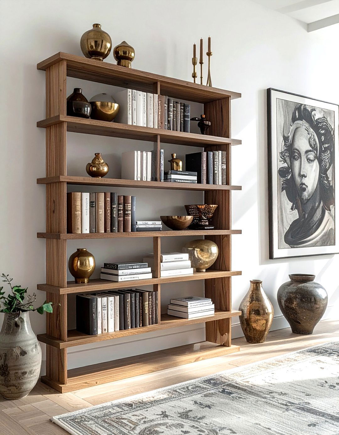 Living room bookshelf styling - 30 shelf vignette ideas