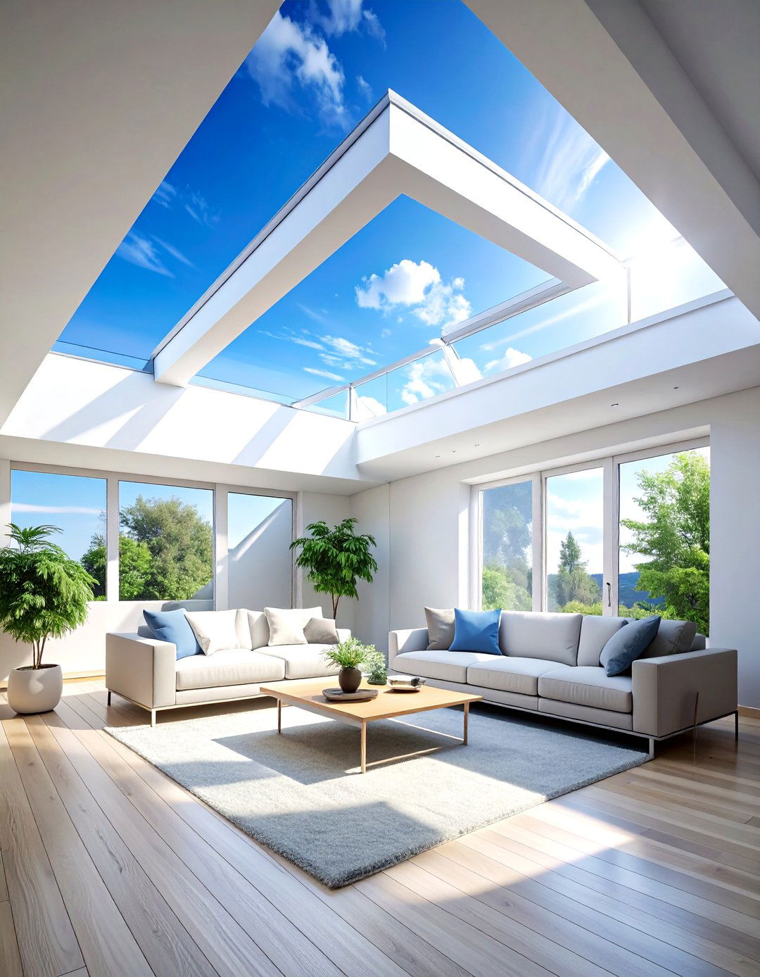 Living room skylight - 30 airy living room ideas