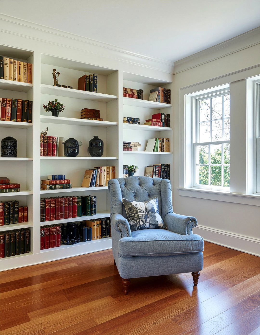 Living room with built in bookshelves - 30 traditional living room ideas